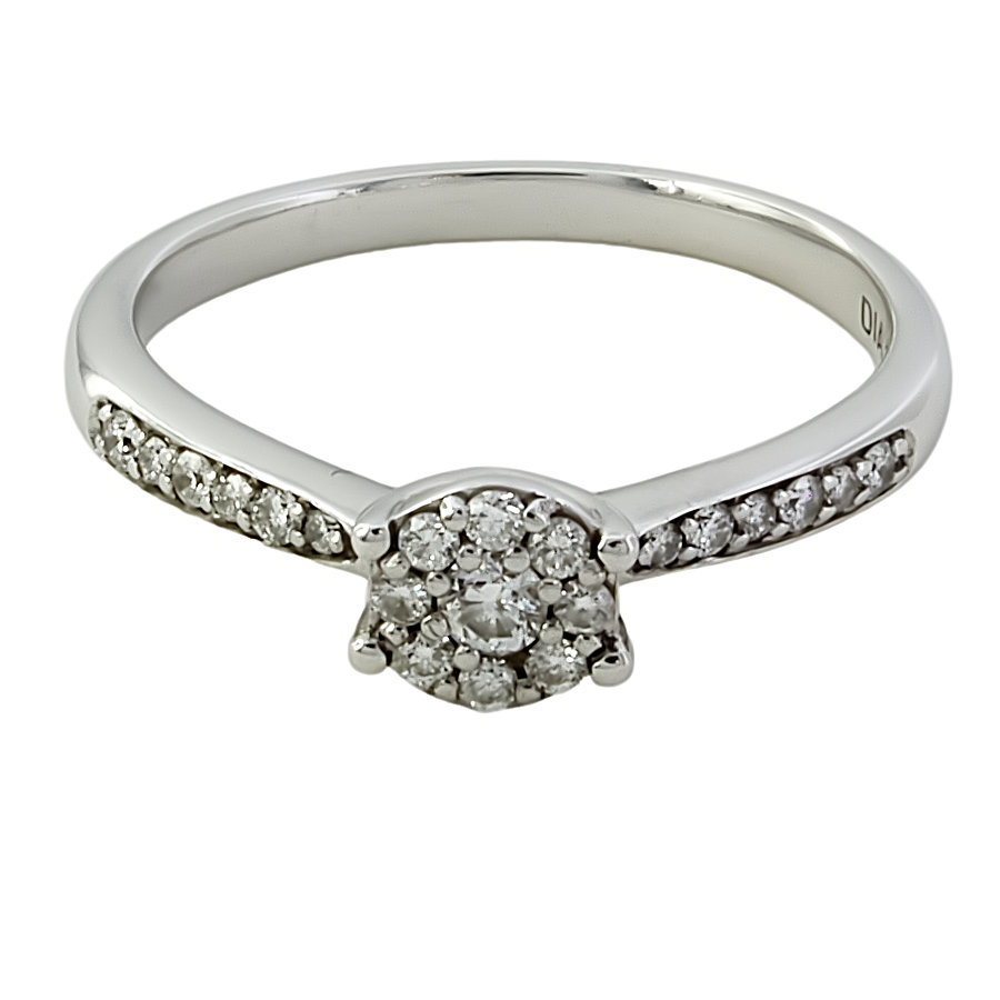 9ct white gold Diamond 0.22cts Cluster Ring size N